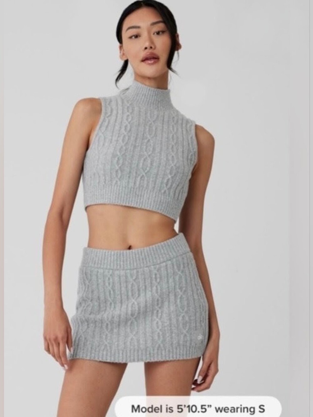ALO Yoga Gray Cable Knit Ribbed Skort XS
